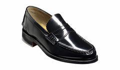 Mens Caruso - Black Hi-Shine - Penny Loafer Shoe | Barker Shoes