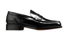 Mens Caruso - Black Hi-Shine - Penny Loafer Shoe | Barker Shoes