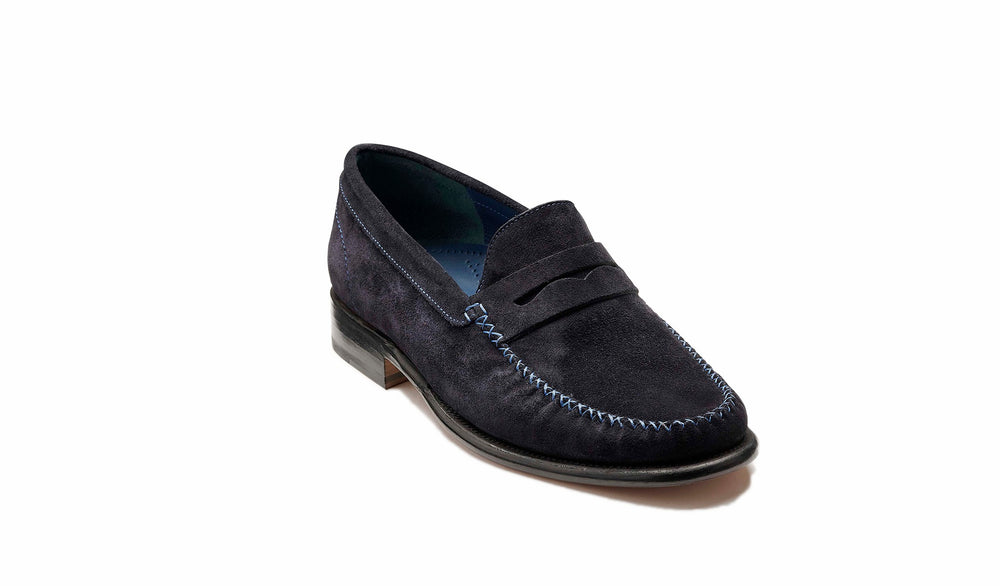 Mens William - Dark Navy Suede Loafer | Barker Shoes