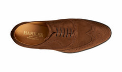 Mens Hampstead - Castagnia Suede Oxford Brogue Shoe | Barker Shoes
