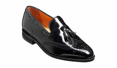 Mens Clive - Black Hi-Shine Wingtip Loafer | Barker Shoes