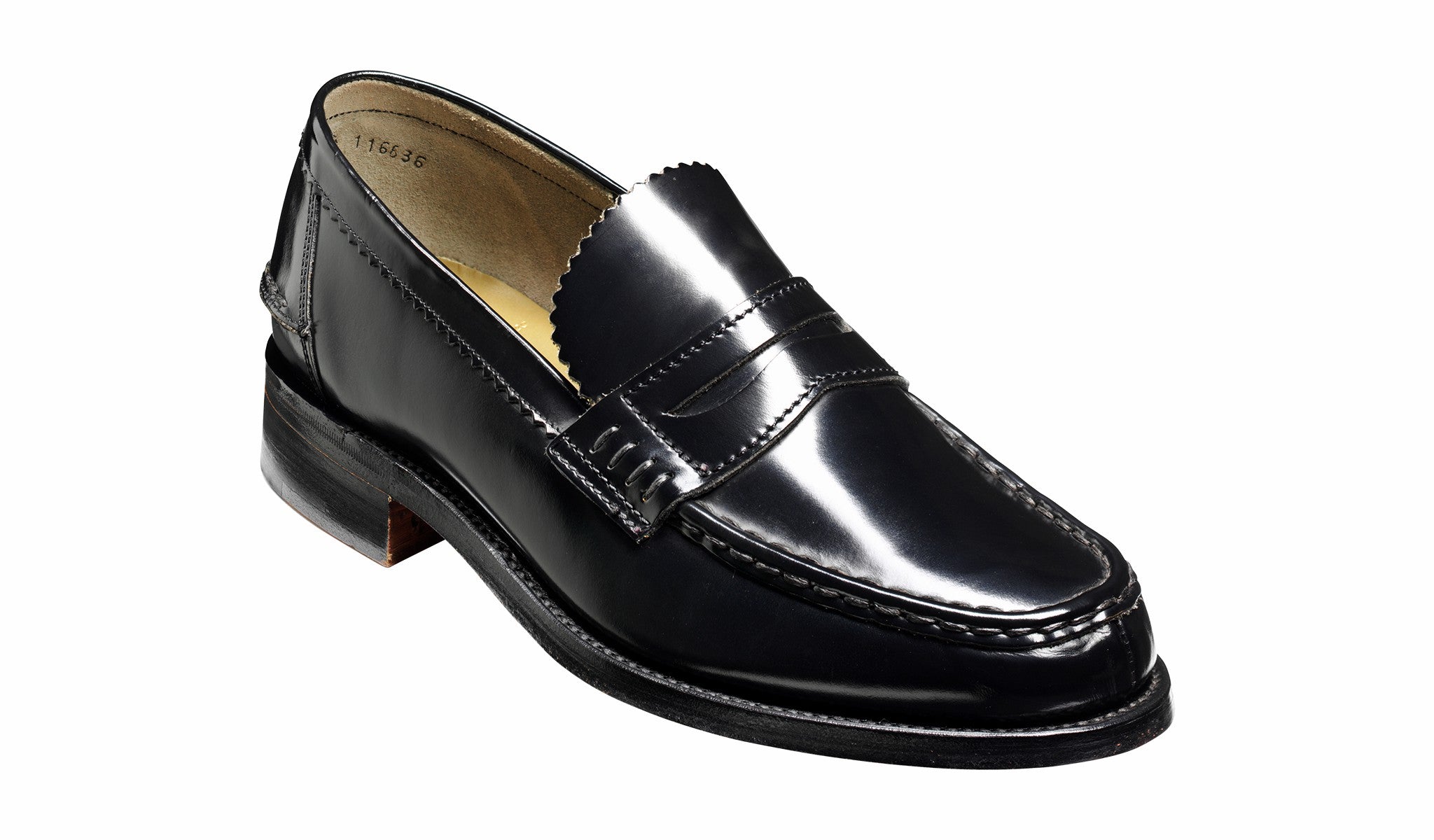 Mens Caruso - Black Hi-Shine - Penny Loafer Shoe | Barker Shoes