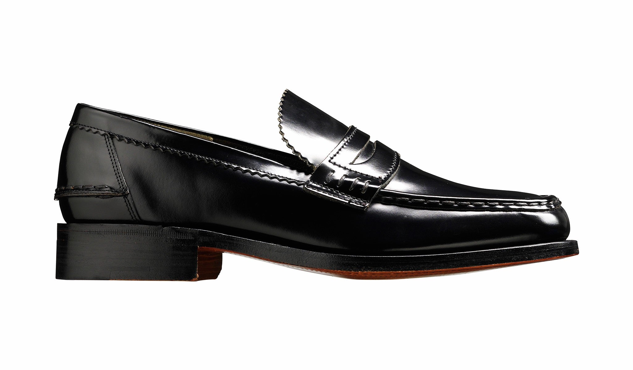 Mens Caruso - Black Hi-Shine - Penny Loafer Shoe | Barker Shoes
