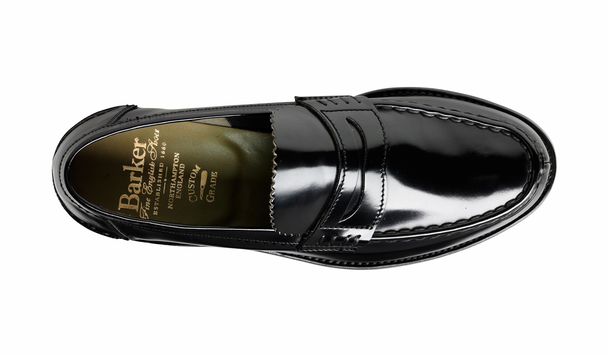Mens Caruso - Black Hi-Shine - Penny Loafer Shoe | Barker Shoes