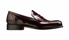 Mens Caruso - Burgundy Hi-Shine - Penny Loafer Shoe | Barker Shoes