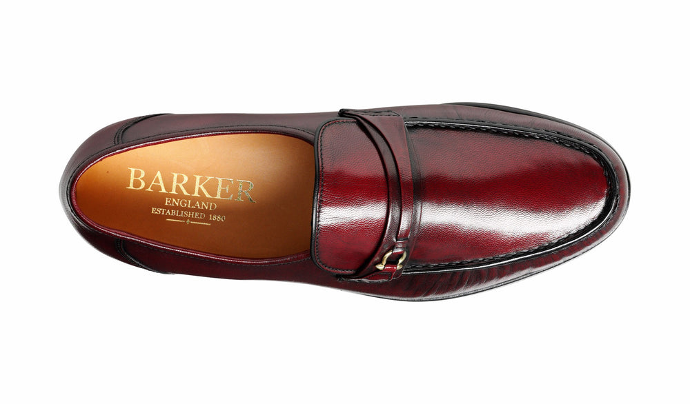 Mens Wade - Burgundy Kid Loafer | Barker Shoes