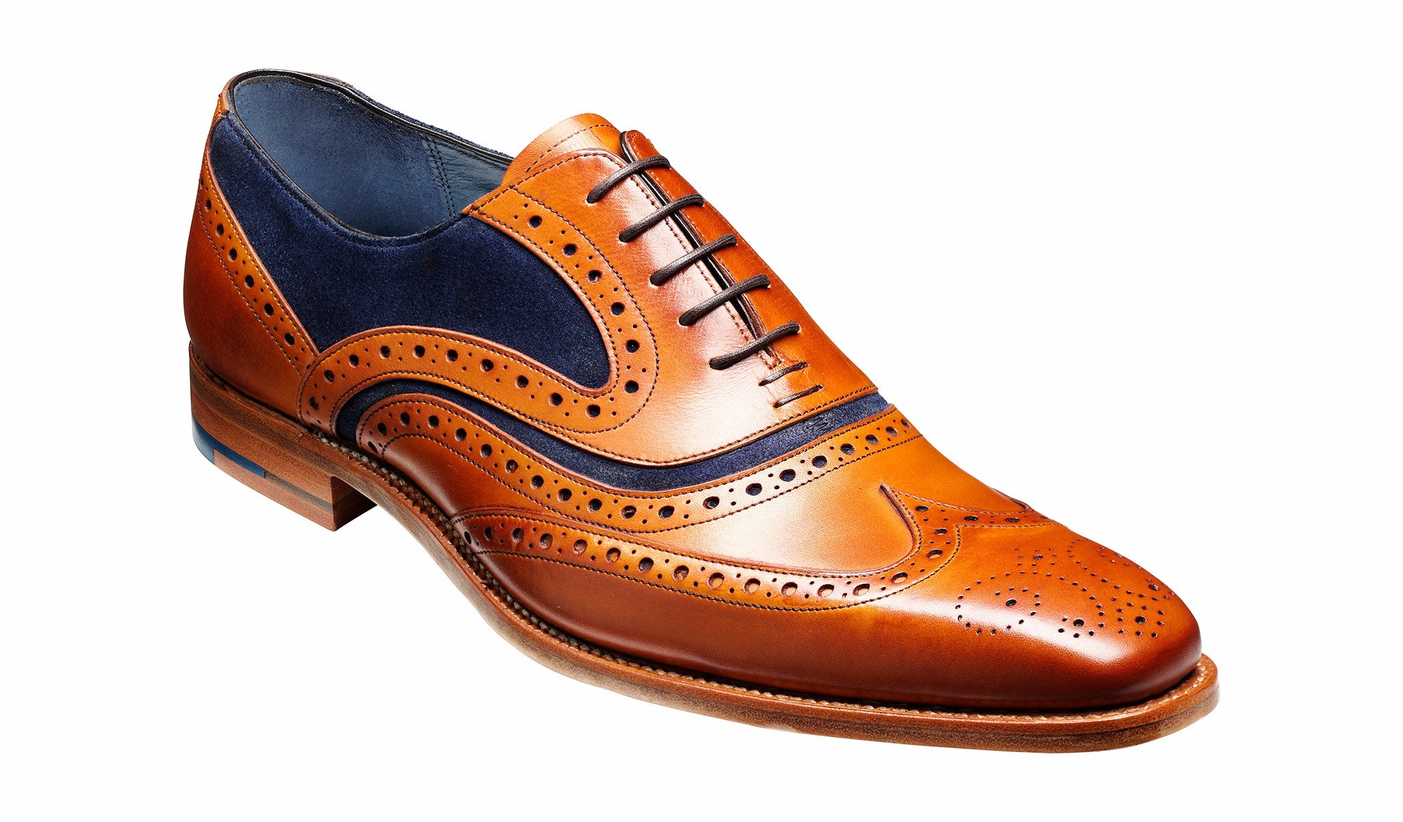 Mens McClean - Cedar Calf / Blue Suede | Barker Shoes