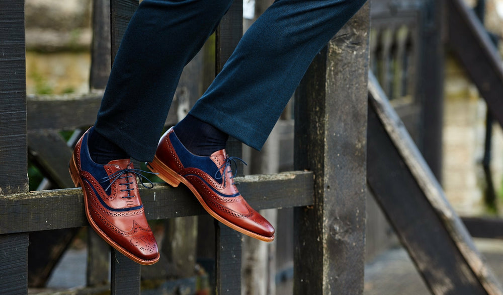 Mens McClean - Cedar Calf / Blue Suede | Barker Shoes