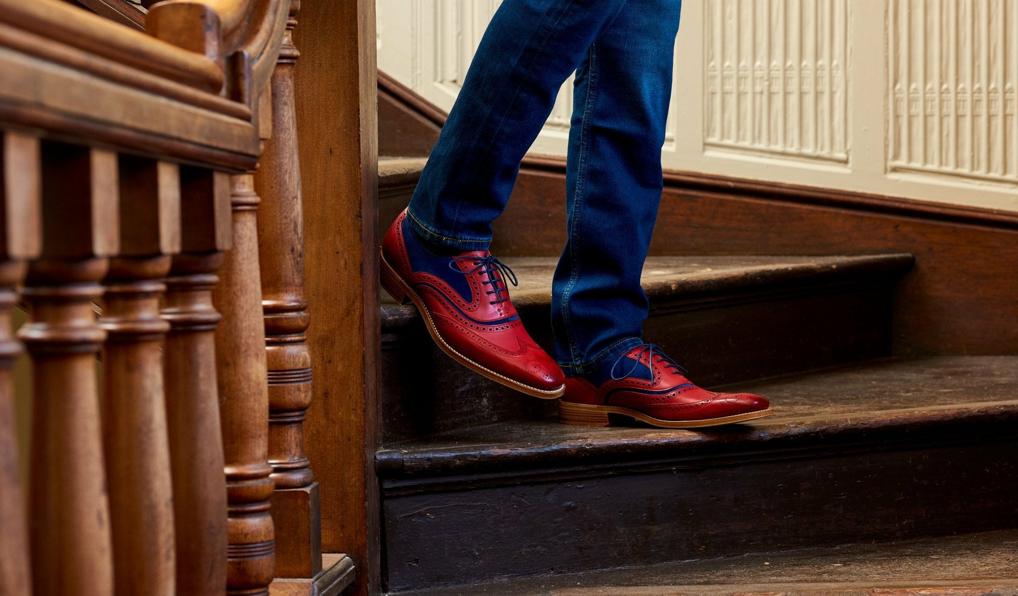 Mens McClean - Cedar Calf / Blue Suede | Barker Shoes