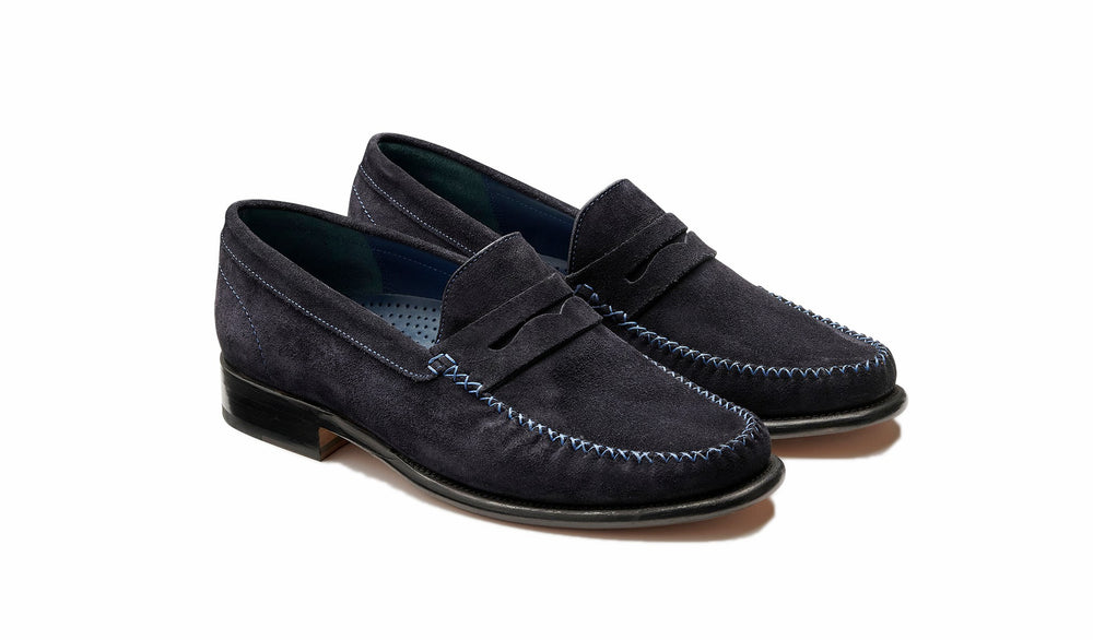 Mens William - Dark Navy Suede Loafer | Barker Shoes
