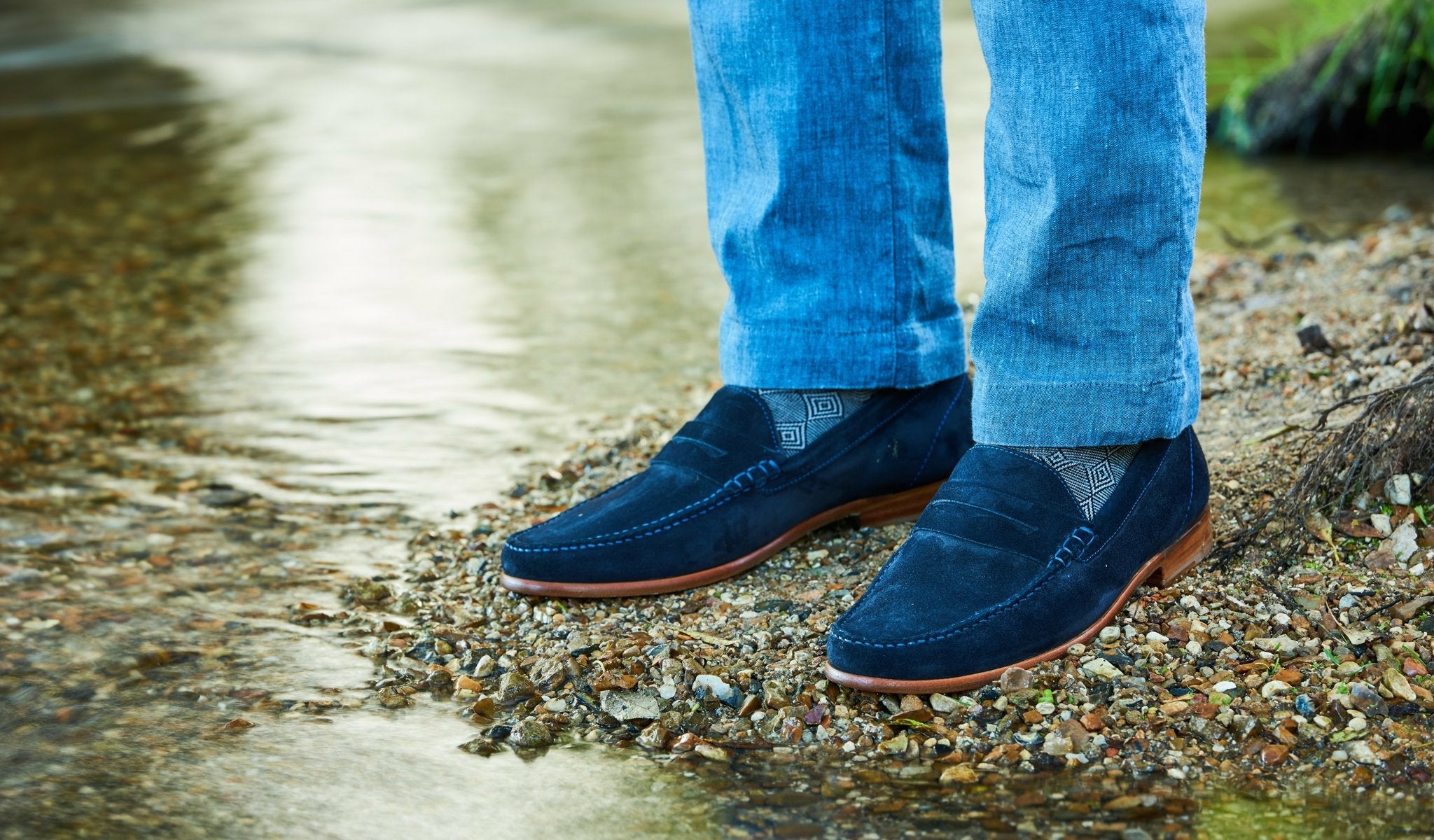 Mens William - Dark Navy Suede Loafer | Barker Shoes