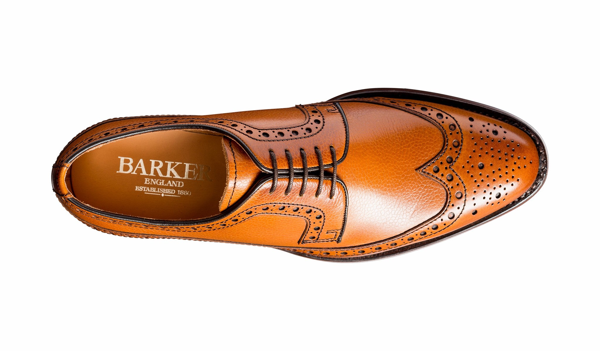 Mens Calvay - Cedar Grain Mens Longwing Brogue Shoe | Barker Shoes