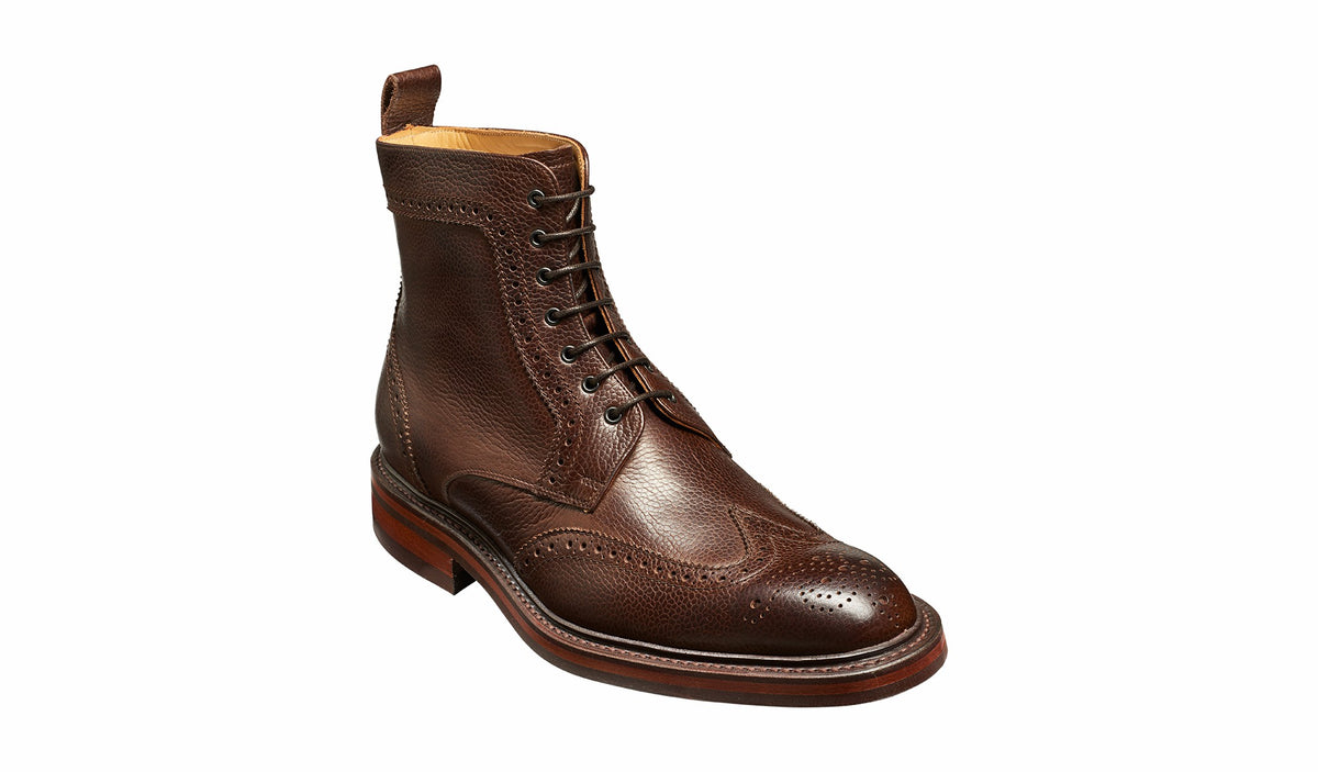 Mens Calder - Dark Brown Grain Mens Wingtip Boot | Barker Shoes