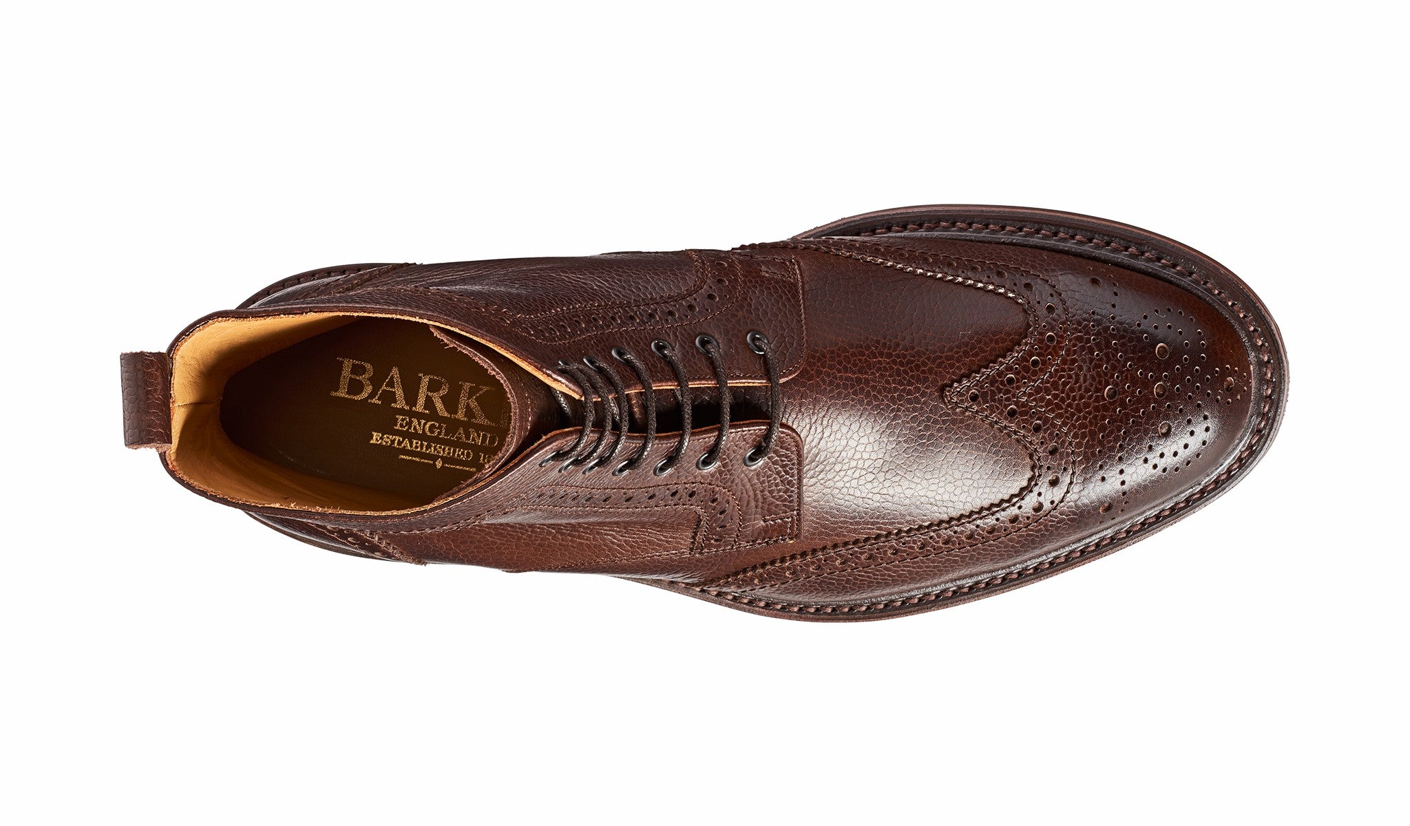 Mens Calder - Dark Brown Grain Mens Wingtip Boot | Barker Shoes