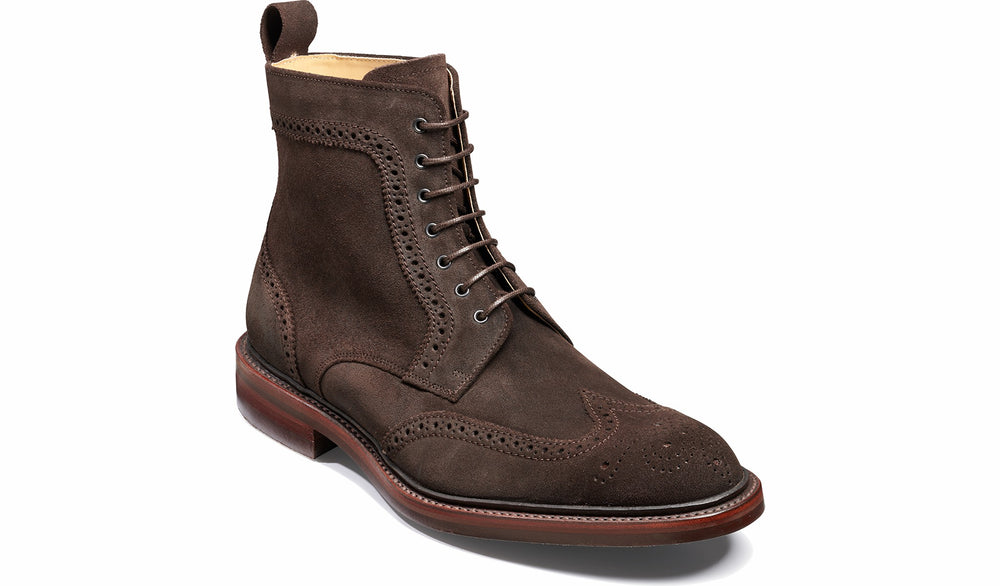 Mens Calder - Chocolate Burnish Suede | Barker Shoes