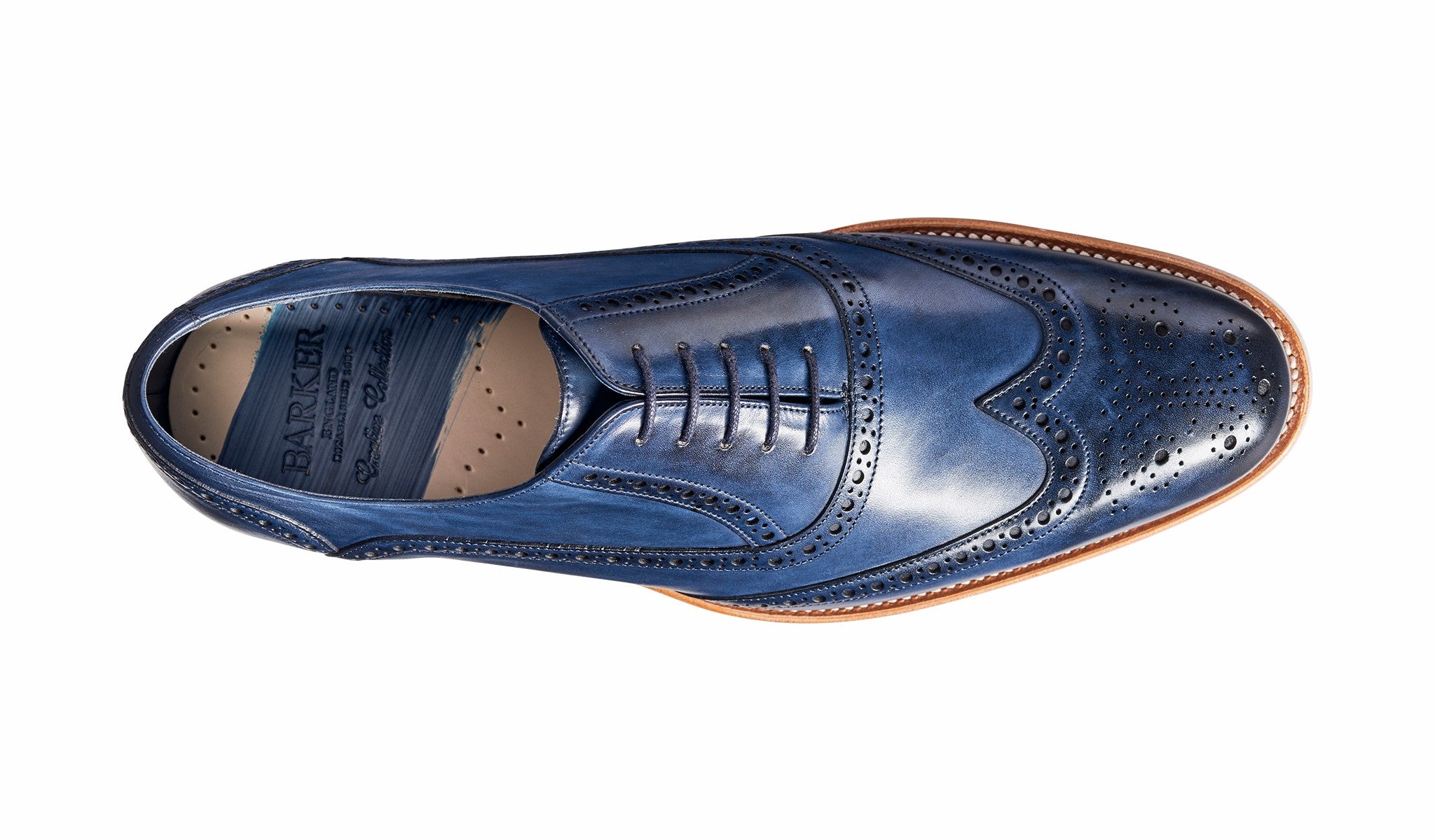 Mens Valiant - Navy Hand Painted Brogue | Barker Shoes