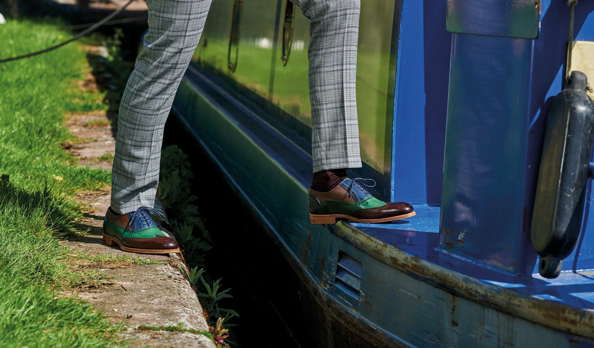 Mens Valiant Multi - Red / Grey / Purple Hand Painted | Barker Shoes