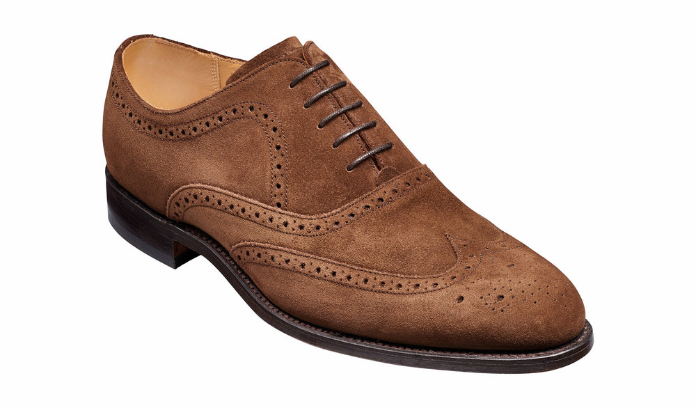Mens Hampstead - Castagnia Suede Oxford Brogue Shoe | Barker Shoes