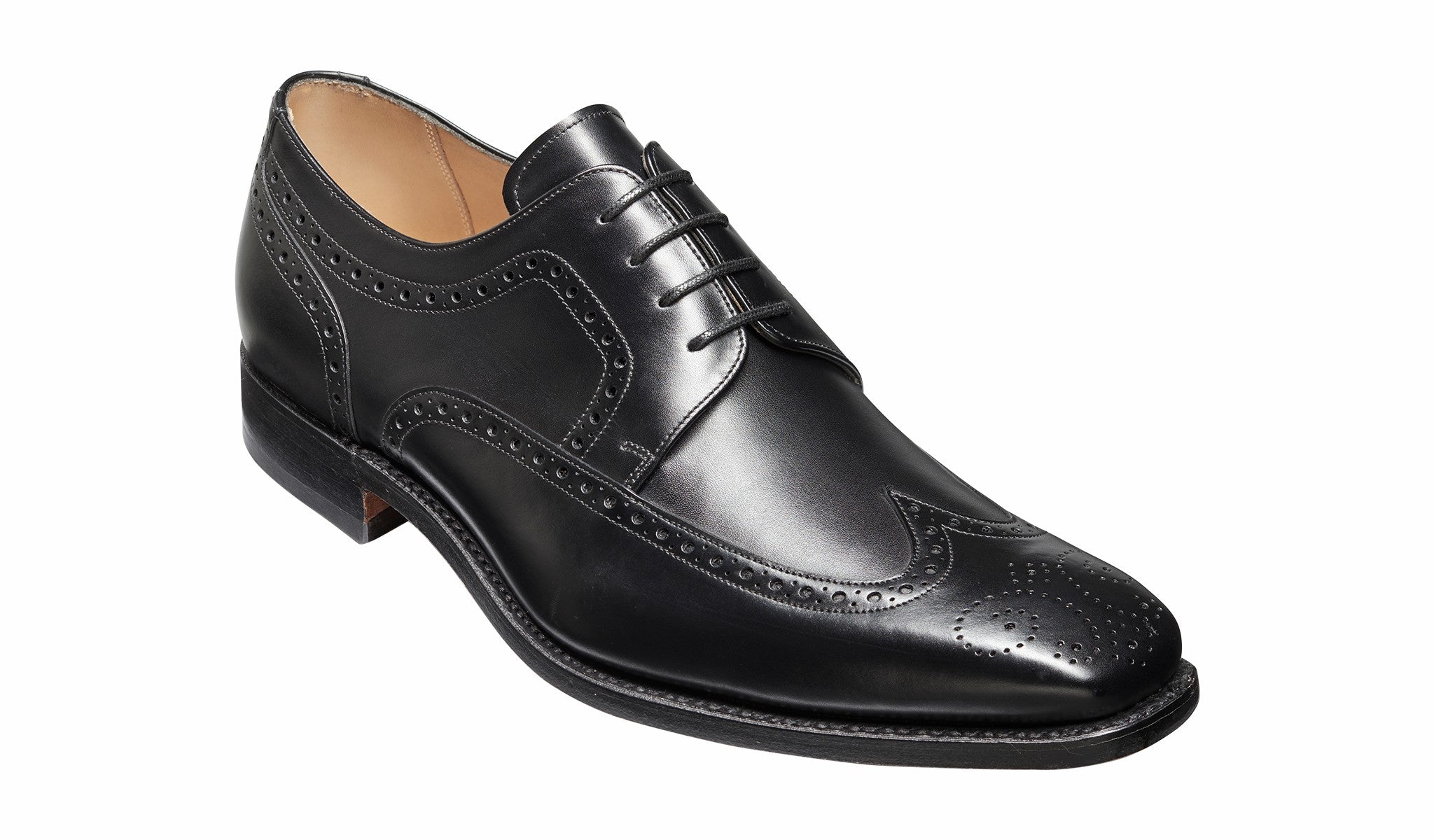 Mens Larry - Black Calf Brogue Derby Shoe | Barker Shoes
