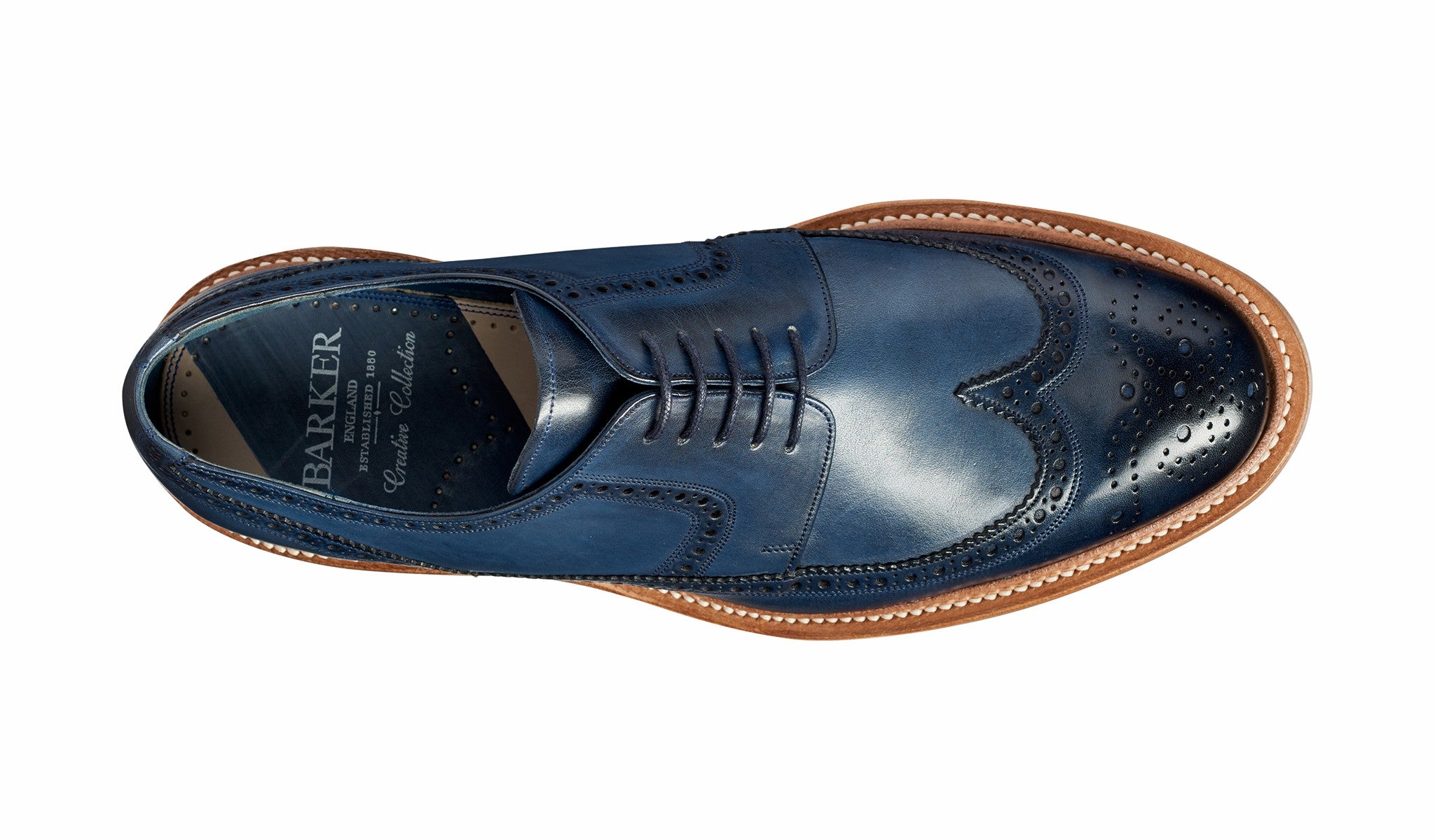 Mens Bailey - Navy Hand Painted - Wingtip Derby Shoe | Barker Shoes