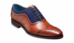 Mens Nicholas - Antique Rosewood / Navy Suede Brogue Shoe | Barker Shoes