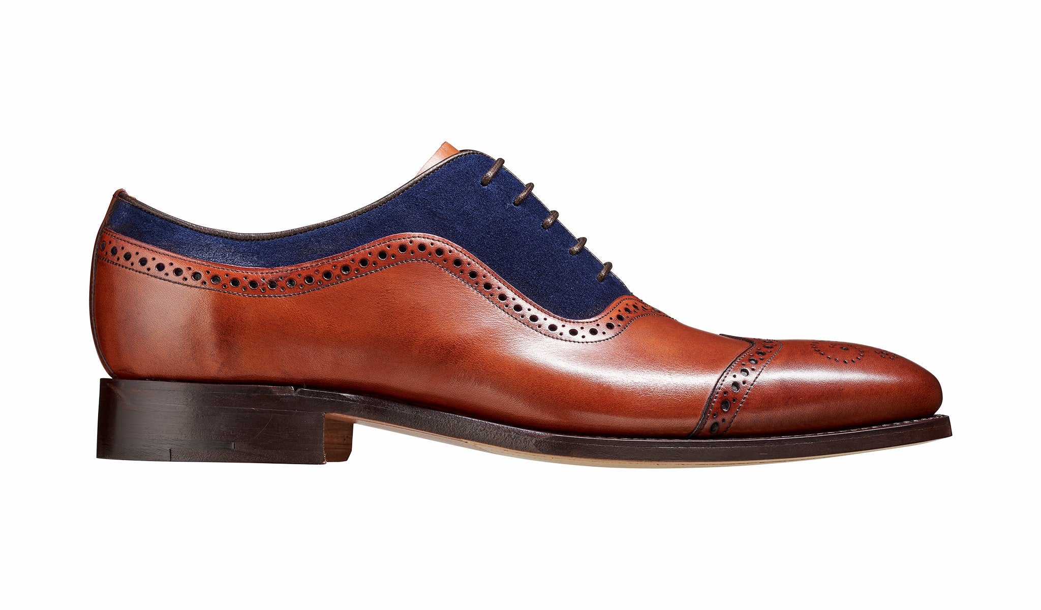 Mens Nicholas - Antique Rosewood / Navy Suede Brogue Shoe | Barker Shoes