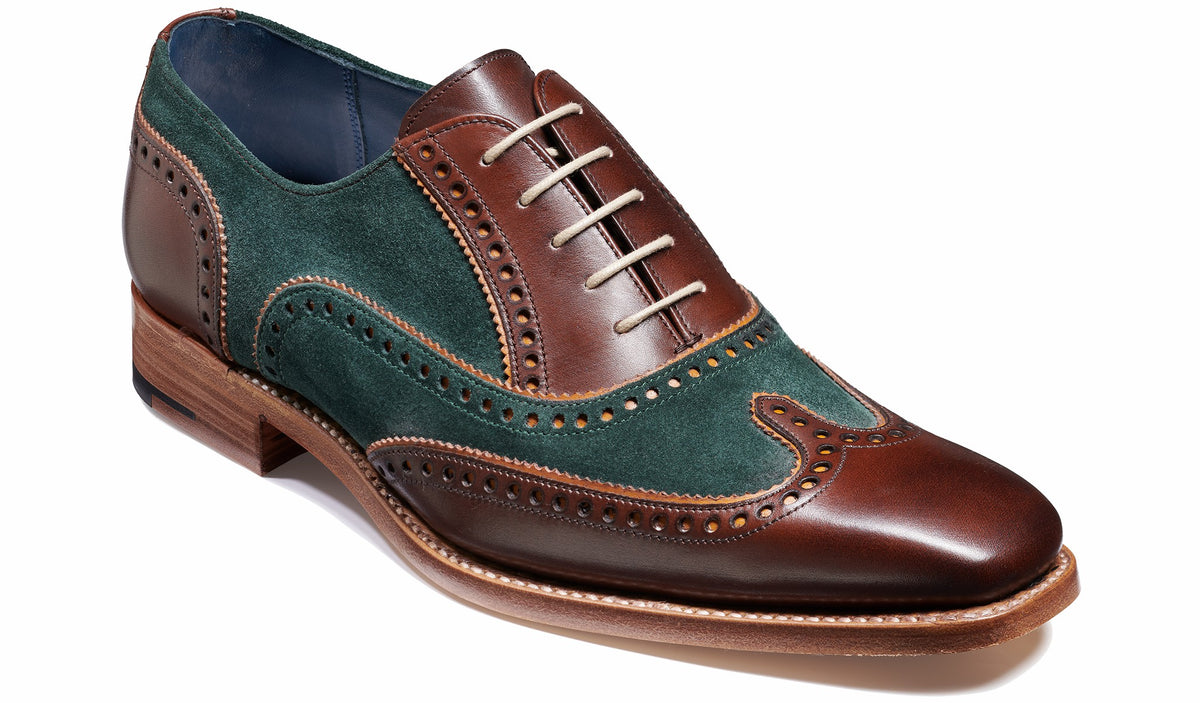 Mens Spencer - Walnut Calf / Green Suede | Barker Shoes