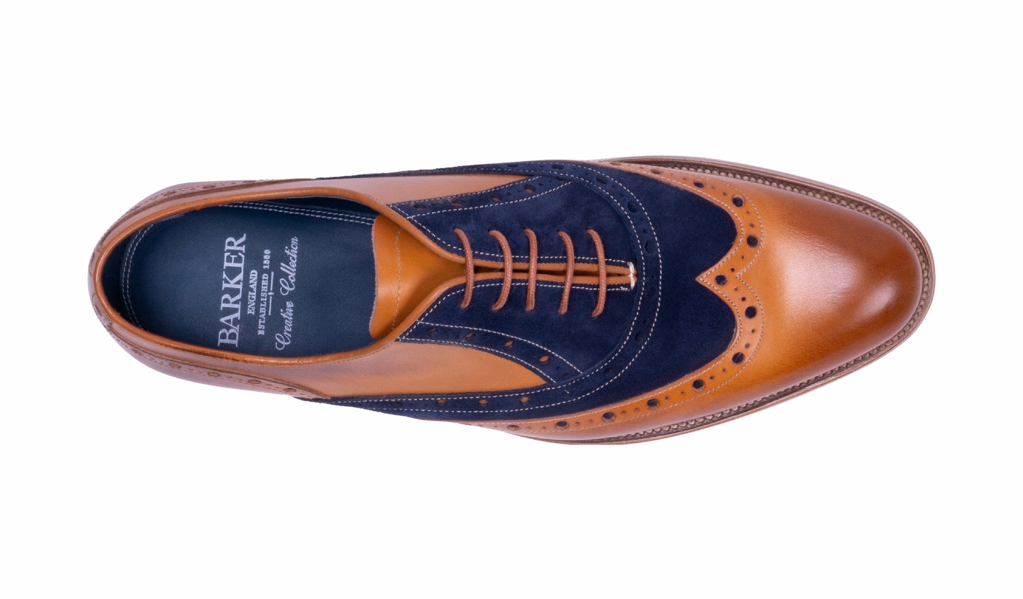 Mens Abingdon - Cedar Calf/Navy Suede | Barker Shoes