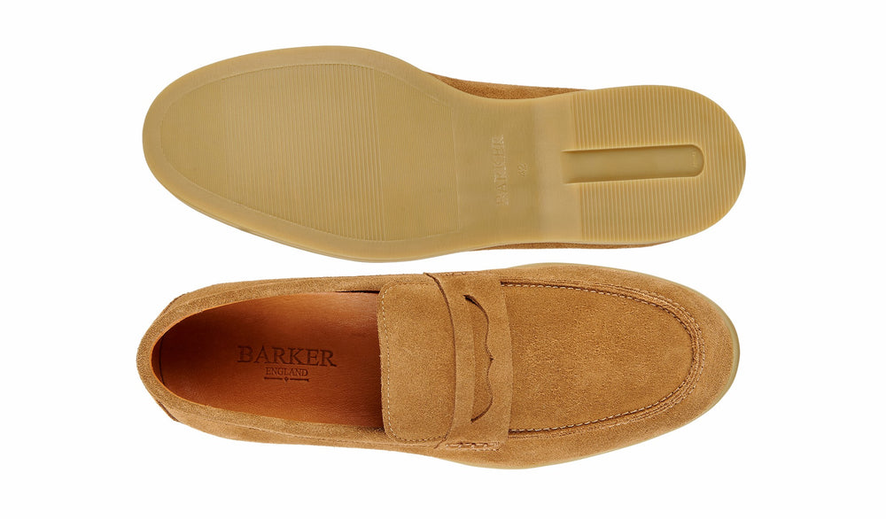 Mens Santiago - Tan Suede Caramel Sole | Barker Shoes