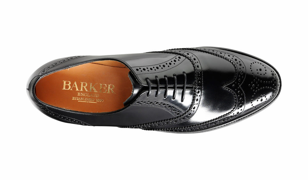 Mens Albert - Black Hi-Shine Brogue | Barker Shoes