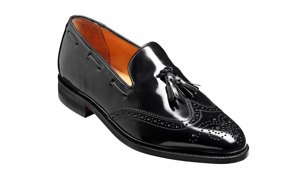 Mens Clive - Black Hi-Shine Wingtip Loafer | Barker Shoes
