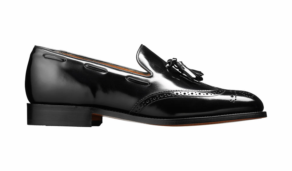 Mens Clive - Black Hi-Shine Wingtip Loafer | Barker Shoes