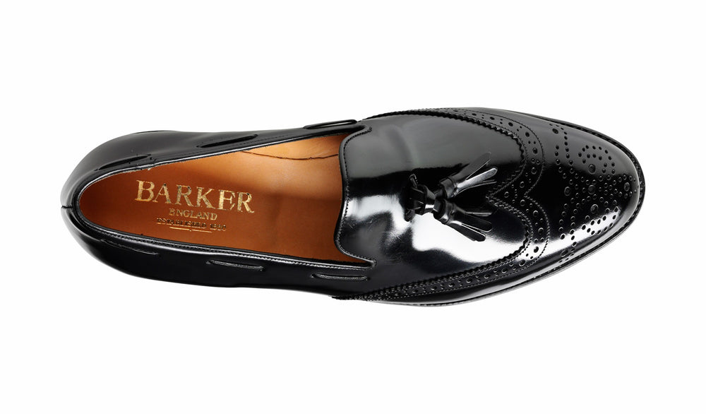 Mens Clive - Black Hi-Shine Wingtip Loafer | Barker Shoes