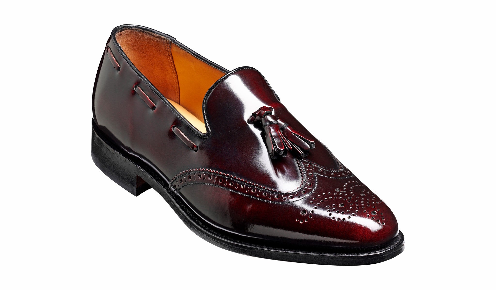 Mens Clive - Burgundy Hi-Shine Wingtip Loafer Shoe | Barker Shoes