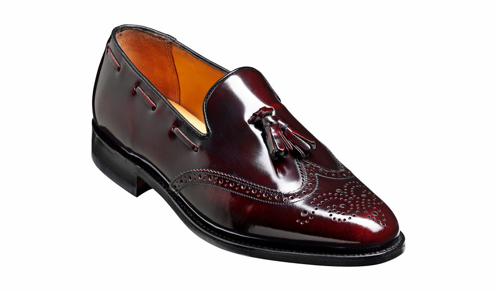 Mens Clive - Burgundy Hi-Shine Wingtip Loafer Shoe | Barker Shoes