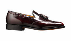 Mens Clive - Burgundy Hi-Shine Wingtip Loafer Shoe | Barker Shoes