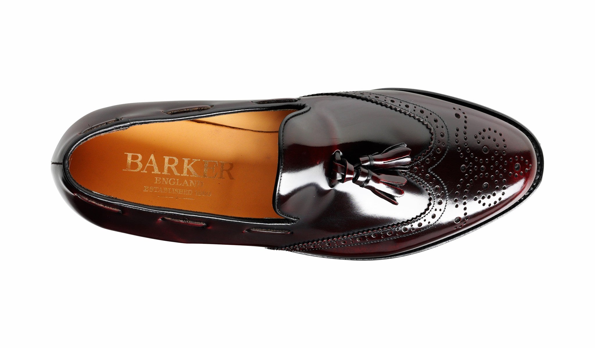 Mens Clive - Burgundy Hi-Shine Wingtip Loafer Shoe | Barker Shoes
