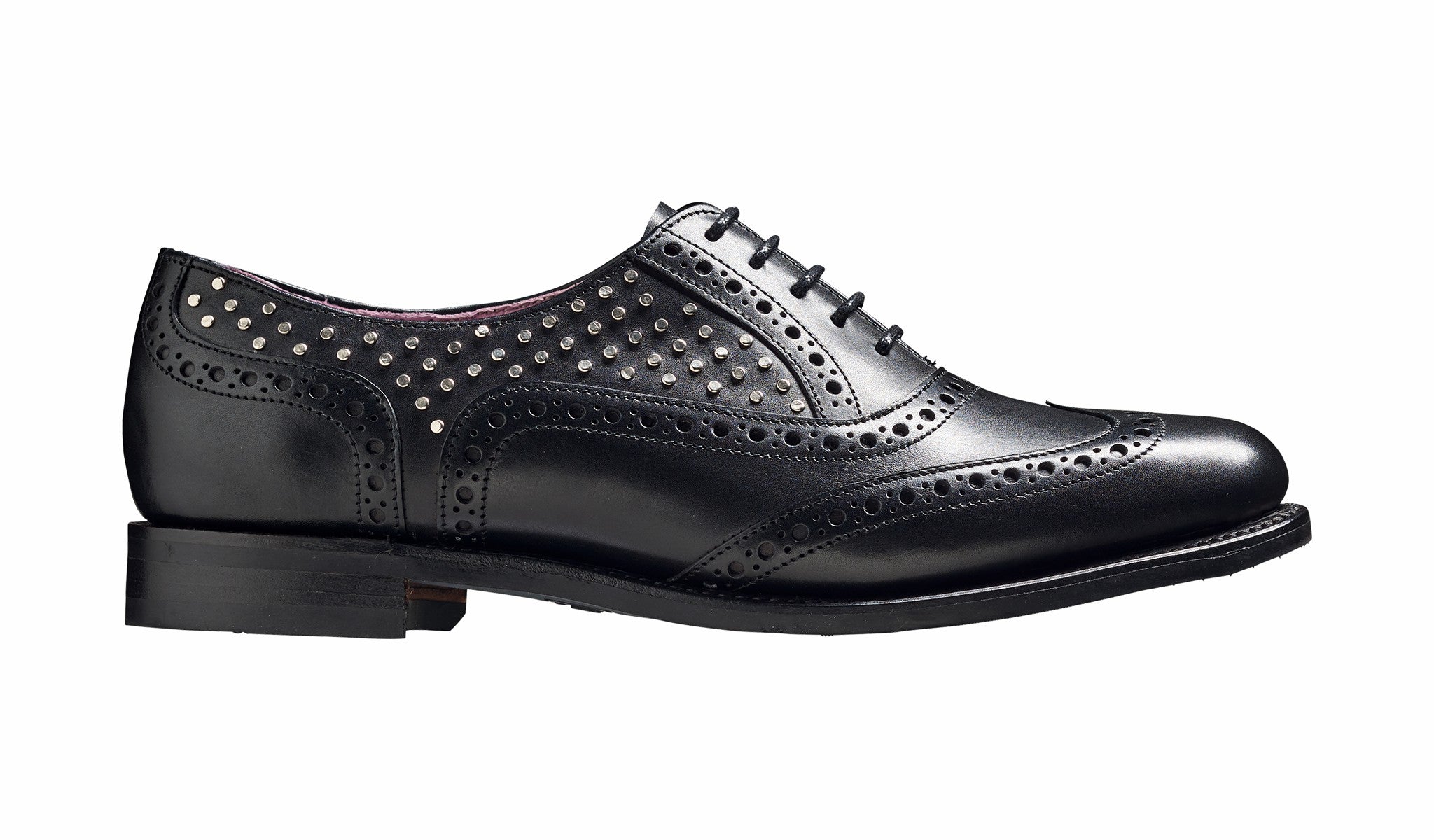Womens Freya - Black Calf / Studs Womens Brogues | Barker Shoes
