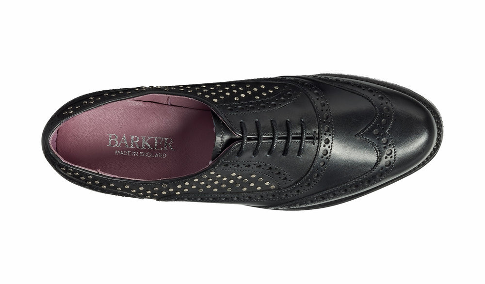 Womens Freya - Black Calf / Studs Womens Brogues | Barker Shoes