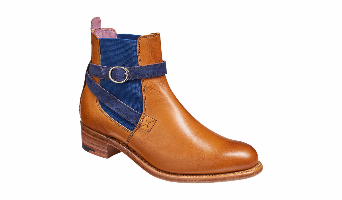 Womens Alexandra - Cedar Calf / Blue Strap Suede Boot | Barker Shoes