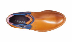 Womens Alexandra - Cedar Calf / Blue Strap Suede Boot | Barker Shoes