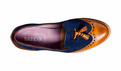 Womens Amber - Cedar Calf / Blue Suede | Barker Shoes