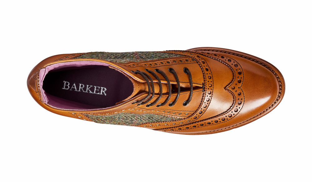 Womens Grace - Cedar Calf / Green Tweed - Women Lace up Boot | Barker Shoes