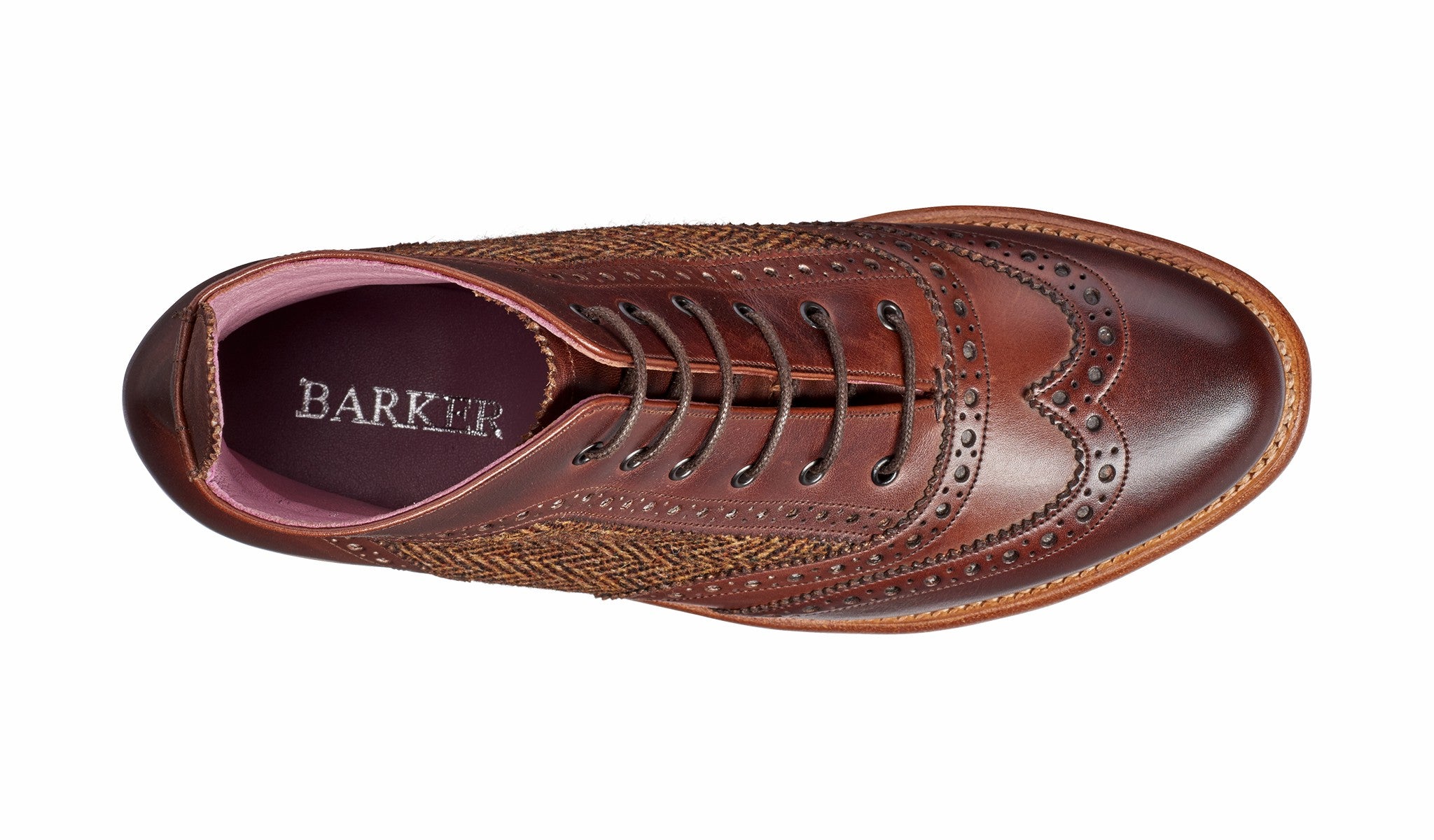 Womens Grace - Walnut Calf Brown Tweed Women Lace up Boot | Barker Shoes