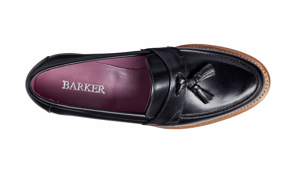 Womens Imogen - Black Calf - Tassel Loafer Shoe | Barker Shoes