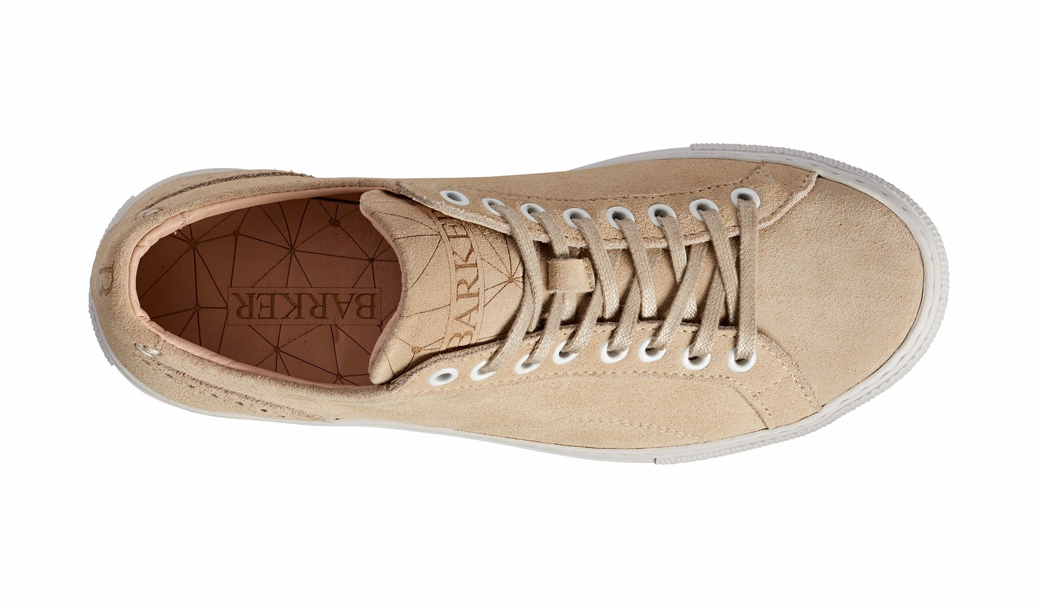 Womens Isla - Beige Suede Hand Stitched Rubber Sole Sneaker | Barker Shoes