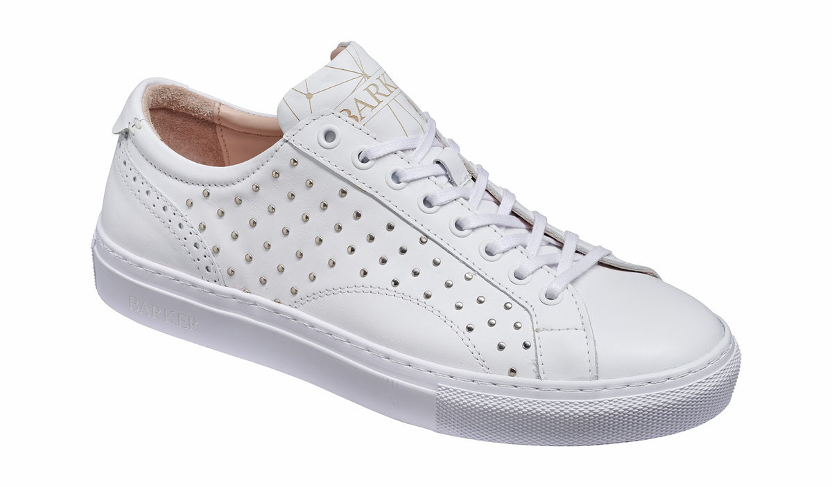 Womens Isla - White Calf / Studs Womens Rubber Cup Sneaker Shoe | Barker Shoes