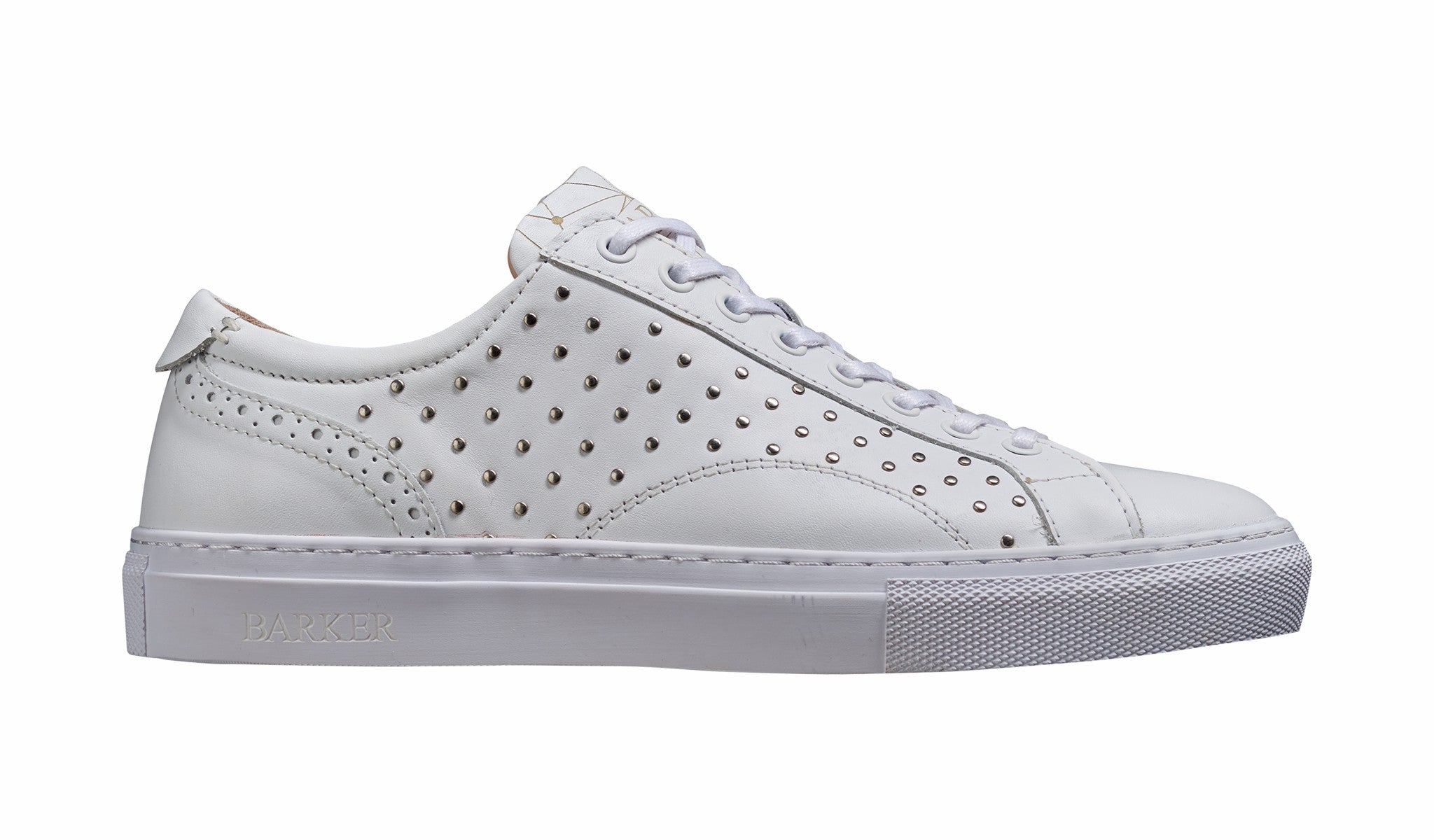 Womens Isla - White Calf / Studs Womens Rubber Cup Sneaker Shoe | Barker Shoes