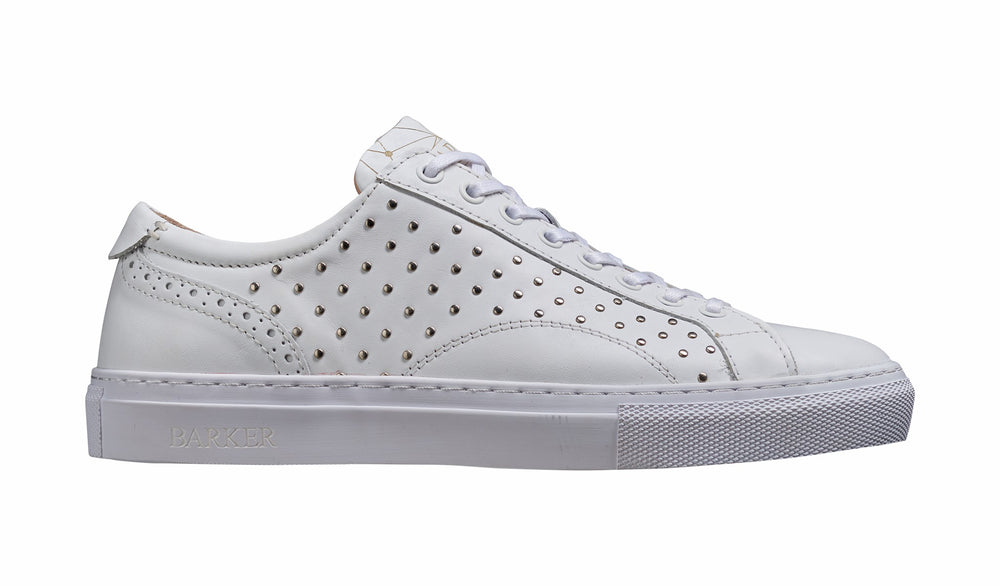 Womens Isla - White Calf / Studs Womens Rubber Cup Sneaker Shoe | Barker Shoes