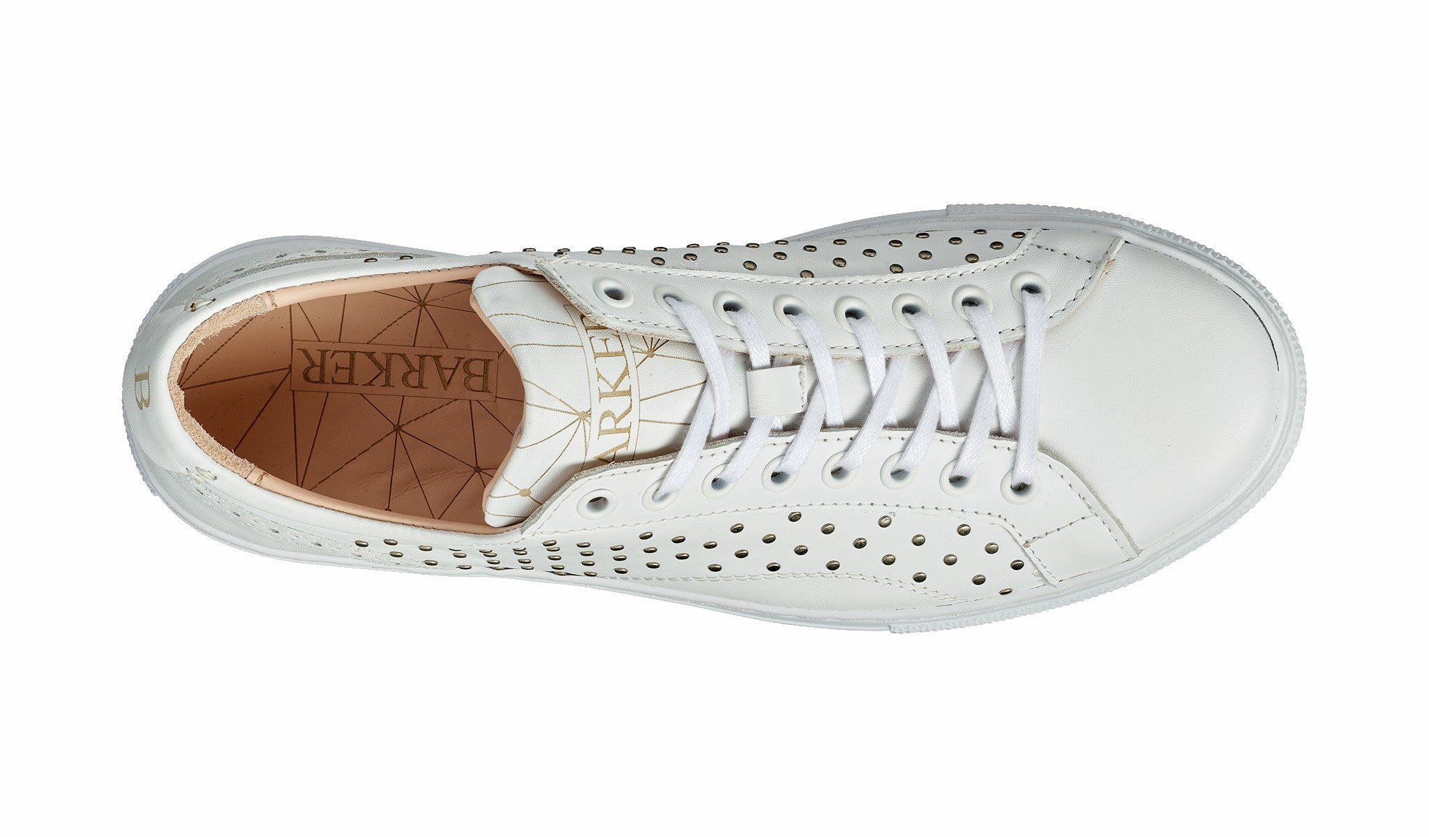 Womens Isla - White Calf / Studs Womens Rubber Cup Sneaker Shoe | Barker Shoes